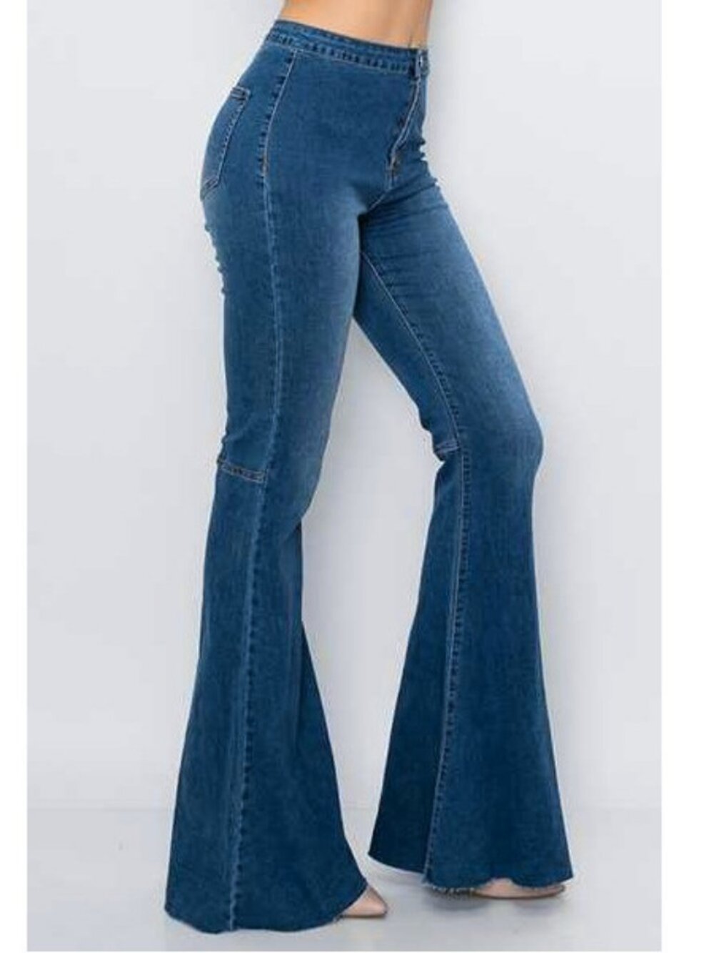 Blue B High Waist Super Flare Jeans Medium Blue Size L